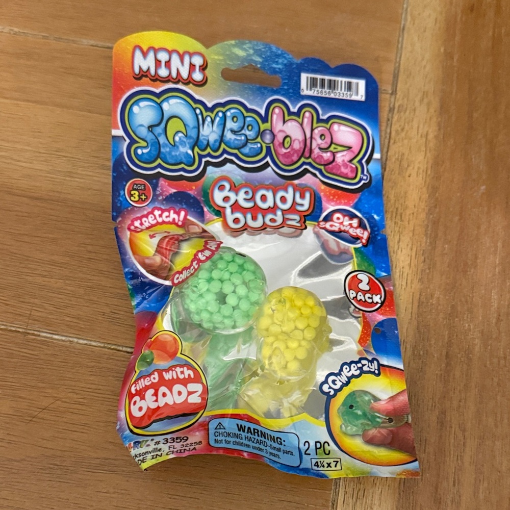 Squish Beady Buds 2-Pack Mini Squeeze Toy - Green & Yellow